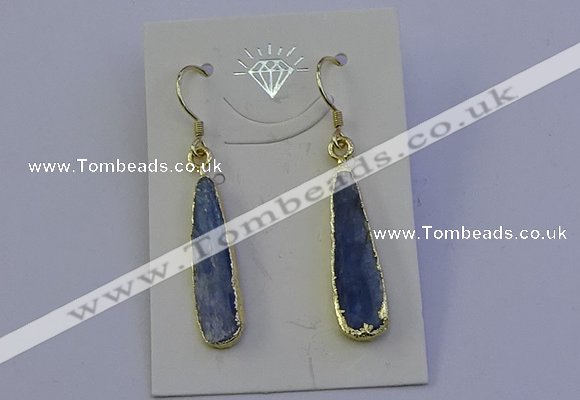 NGE5157 8*25mm flat teardrop blue kyanite earrings wholesale