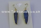 NGE5158 8*25mm flat teardrop blue kyanite earrings wholesale