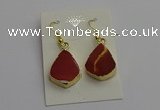 NGE5170 15*20mm flat teardrop mookaite gemstone earrings