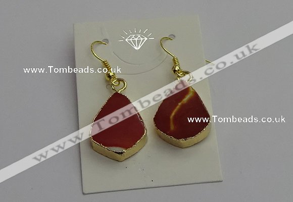 NGE5170 15*20mm flat teardrop mookaite gemstone earrings