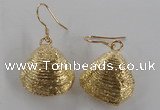 NGE54 18*20mm - 20*22mm freeform plated shell fossil earrings