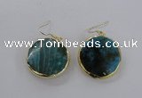 NGE58 30mm flat round agate gemstone earrings wholesale