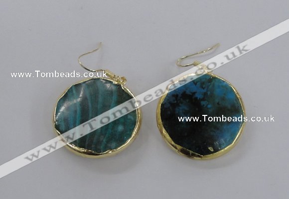 NGE58 30mm flat round agate gemstone earrings wholesale