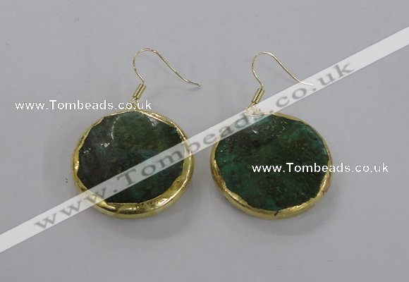 NGE59 30mm flat round agate gemstone earrings wholesale