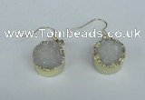 NGE68 15mm coin druzy agate gemstone earrings wholesale