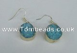 NGE69 15mm coin druzy agate gemstone earrings wholesale