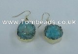 NGE71 18mm coin druzy agate gemstone earrings wholesale