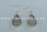 NGE73 13*18mm teardrop druzy agate gemstone earrings wholesale