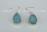 NGE74 13*18mm teardrop druzy agate gemstone earrings wholesale