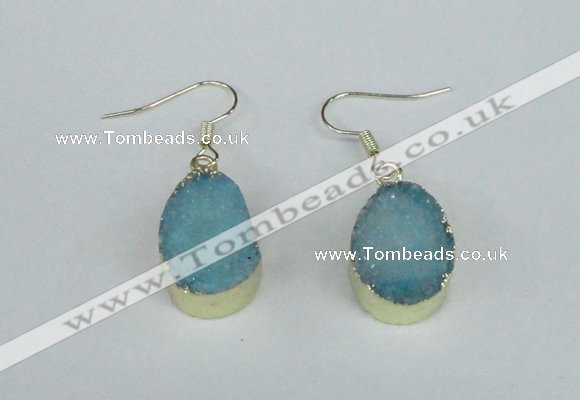 NGE74 13*18mm teardrop druzy agate gemstone earrings wholesale