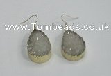 NGE76 20*30mm teardrop druzy agate gemstone earrings wholesale