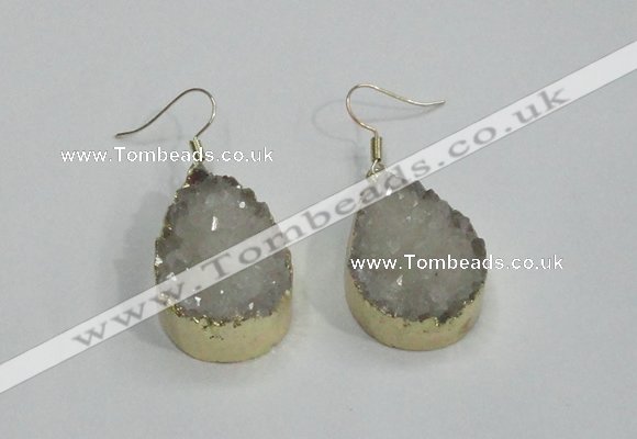 NGE76 20*30mm teardrop druzy agate gemstone earrings wholesale