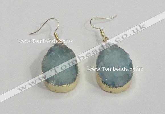 NGE77 20*30mm teardrop druzy agate gemstone earrings wholesale