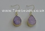 NGE81 13*18mm teardrop druzy agate gemstone earrings wholesale