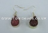 NGE82 13*18mm teardrop druzy agate gemstone earrings wholesale