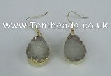 NGE85 15*20mm teardrop druzy agate gemstone earrings wholesale