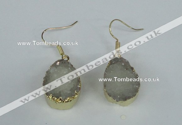 NGE85 15*20mm teardrop druzy agate gemstone earrings wholesale