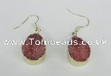 NGE86 15*20mm teardrop druzy agate gemstone earrings wholesale