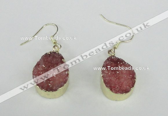 NGE86 15*20mm teardrop druzy agate gemstone earrings wholesale