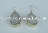 NGE90 18*25mm teardrop druzy agate gemstone earrings wholesale