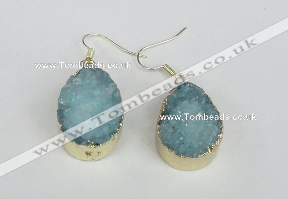 NGE92 18*25mm teardrop druzy agate gemstone earrings wholesale