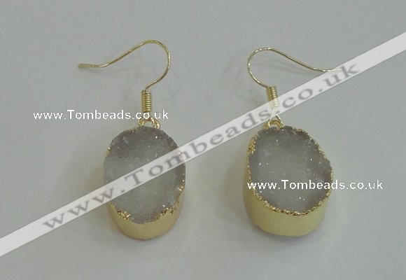 NGE98 15*20mm oval druzy agate gemstone earrings wholesale