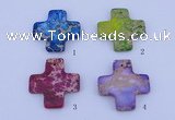 NGP02 5PCS 45*45mm cross dyed imperial jasper pendants wholesale