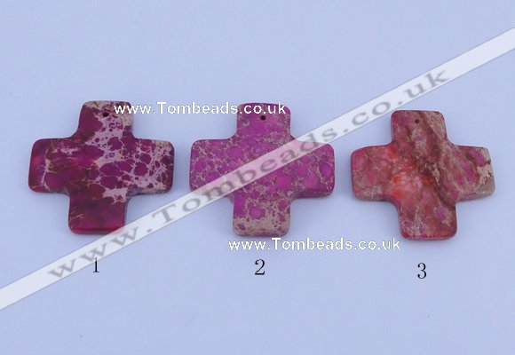 NGP03 5PCS 45*45mm cross dyed imperial jasper pendants wholesale