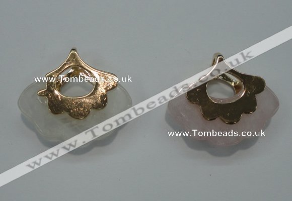 NGP1070 8*25*28mm rose quartz pendants with brass setting