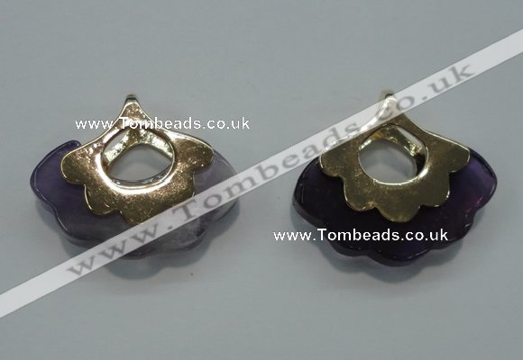 NGP1071 8*25*28mm amethyst gemstone pendants with brass setting