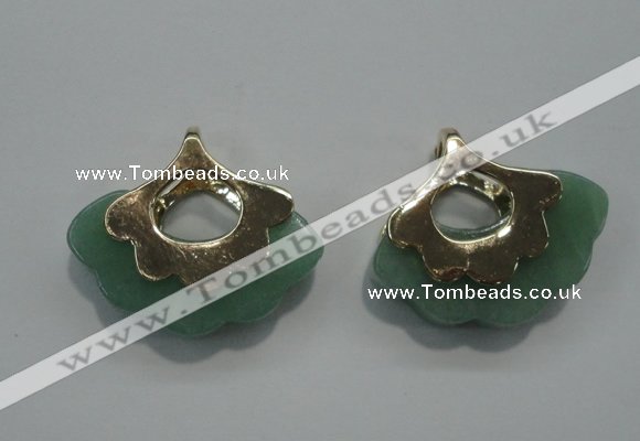 NGP1072 8*25*28mm gree aventurine pendants with brass setting