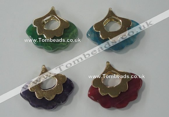 NGP1074 8*25*28mm agate gemstone pendants with brass setting