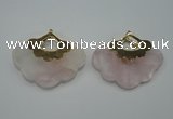 NGP1076 8*40*50mm rose quartz pendants with brass setting