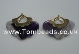 NGP1077 8*40*50mm amethyst gemstone pendants with brass setting