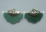 NGP1078 8*40*50mm gree aventurine pendants with brass setting