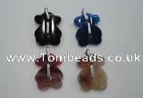 NGP1082 30*40mm agate gemstone pendants with brass setting