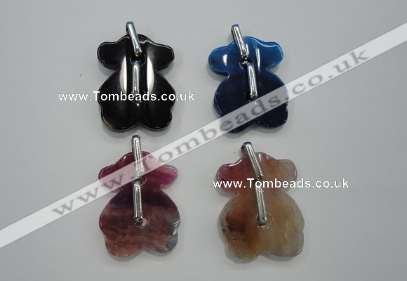 NGP1082 30*40mm agate gemstone pendants with brass setting