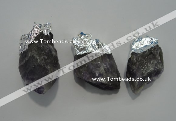 NGP1087 20*30mm - 25*50mm nuggets amethyst gemstone pendants