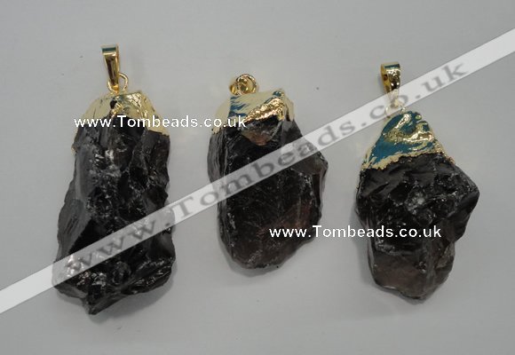 NGP1089 20*30mm - 25*50mm nuggets smoky quartz pendants