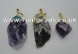 NGP1090 20*30mm - 25*50mm nuggets amethyst gemstone pendants