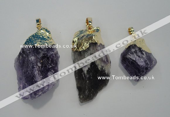 NGP1090 20*30mm - 25*50mm nuggets amethyst gemstone pendants