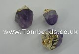 NGP1093 18*25mm - 25*40mm faceted nuggets amethyst pendants