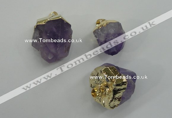 NGP1093 18*25mm - 25*40mm faceted nuggets amethyst pendants