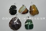 NGP1101 25*35 - 40*50mm freeform druzy agate pendants with brass setting