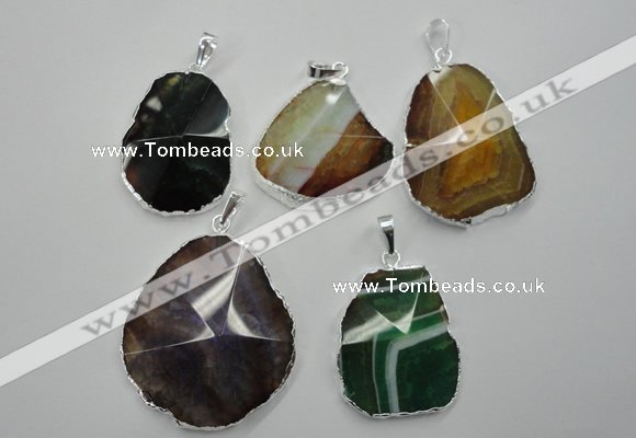 NGP1101 25*35 - 40*50mm freeform druzy agate pendants with brass setting