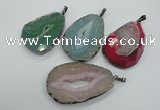 NGP1107 30*40 - 40*55mm freeform druzy agate pendants with brass setting