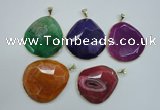 NGP1111 40*50 - 50*55mm freeform druzy agate pendants with brass setting