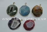 NGP1113 40*45 - 45*50mm freeform druzy agate pendants with brass setting