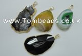 NGP1114 30*40 - 45*65mm freeform druzy agate pendants with brass setting