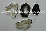 NGP1116 30*45 - 45*55mm freeform druzy agate pendants with brass setting